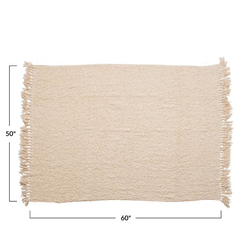 Hello Honey® Cream Cotton Blend Bouclé Throw with Fringe
