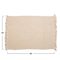 Hello Honey® Cream Cotton Blend Bouclé Throw with Fringe