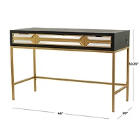Black Wood Glam Desk, 46" x 20" x 30"