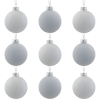 9ct. 2.5" Shiny & Matte White Glass Ball Ornaments
