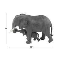 20" Dark Gray Eclectic Polystone Elephant Sculpture