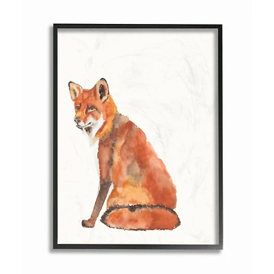 Stupell Industries Orange Curious Fox Watercolor Wooden Framed Wall Art