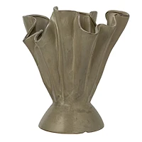 Hello Honey® 12" Sage Reactive Glaze Stoneware Ruffled Vase