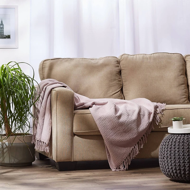 DII® Dusty Lilac Solid Ribbed Throw