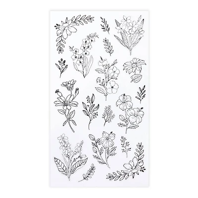 12 Pack: Black Flower Stickers by Recollections™