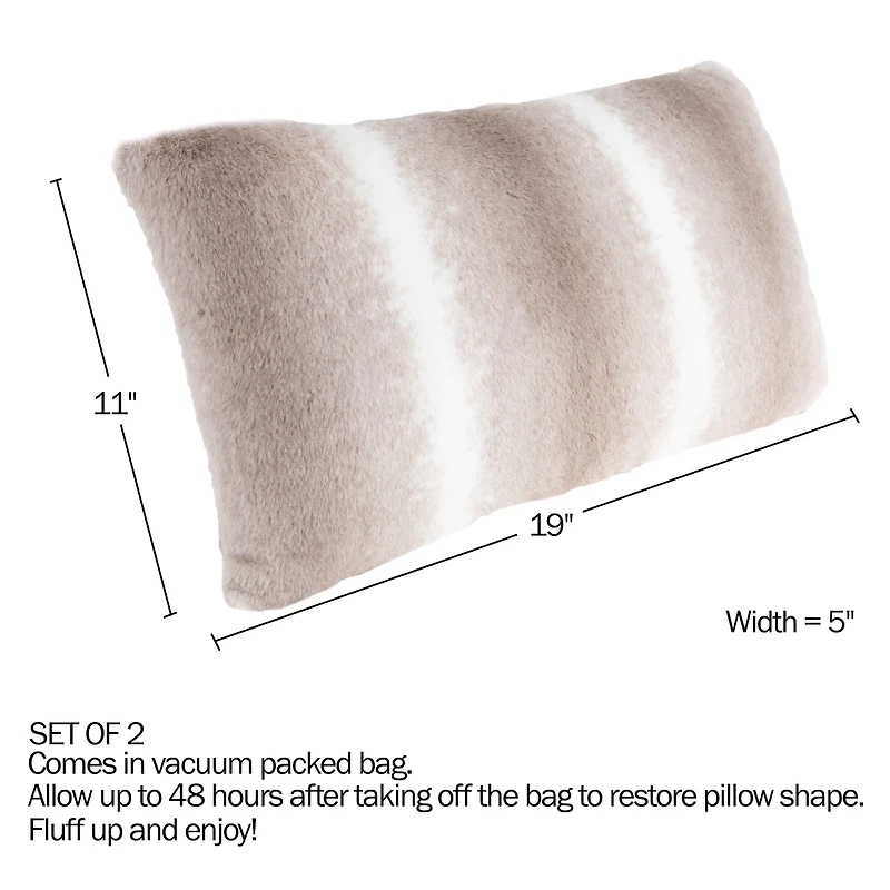 Hastings Home Gray & White Faux Fur Lumbar Pillows, 2ct.