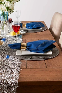 DII® Blue with Silver & Gold Border Napkins, 6ct.