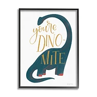Stupell Industries You're Dino-Mite Phrase Blue Long Neck Dinosaur in Frame Wall Art