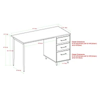 Walker Edison 52" Dark Walnut 3 Drawer Desk