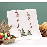Leisure Arts® Christmas Trees Ecru Table Runner Stamped Embroidery Kit 
