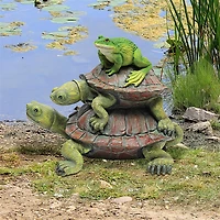 Design Toscano 8.5" In Good Company Frog Turtles Statue