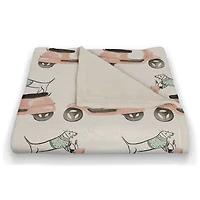 Dog Scooter Pink Mint 50" x 60" Coral Fleece Blanket