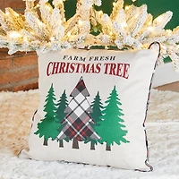 Glitzhome® Farm Fresh Heavy Cotton Christmas Tree Throw Pillow