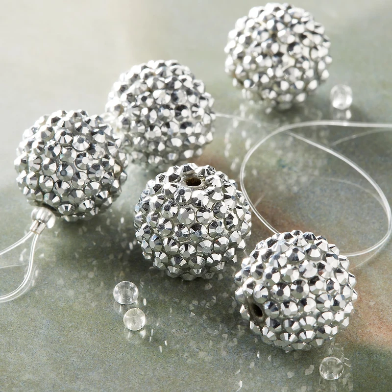 Silver Acrylic Faceted Round Beads, 20mm by Bead Landing™