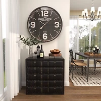 12" Brown Wood Tray with Black Metal Legs