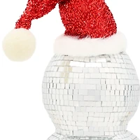 12" Disco Ball Snowman with Red Santa Hat