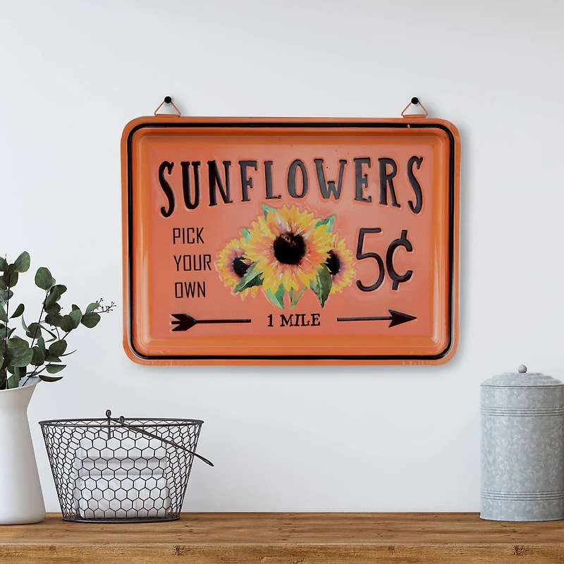 Fall Harvest Orange Sunflowers Wall Sign