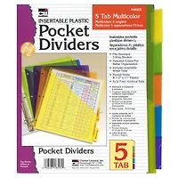 Charles Leonard 5-Tab Index Dividers with Pockets, 6 Packs of 5