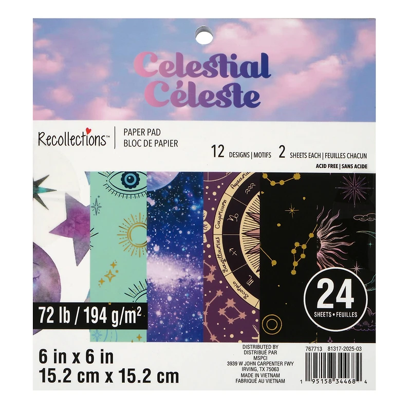 6" x 6" Celestial Paper Pad by Recollections™, 24 Sheets