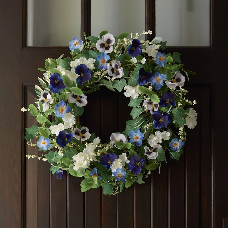 22" Mixed Petunia Pansy Floral Wreath