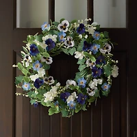 22" Mixed Petunia Pansy Floral Wreath