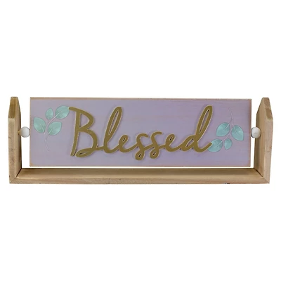 13.25" Hinged Plaque With "Blessed" Embossed Lettering Table Top Décor