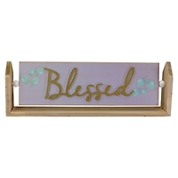 13.25" Hinged Plaque With "Blessed" Embossed Lettering Table Top  Décor