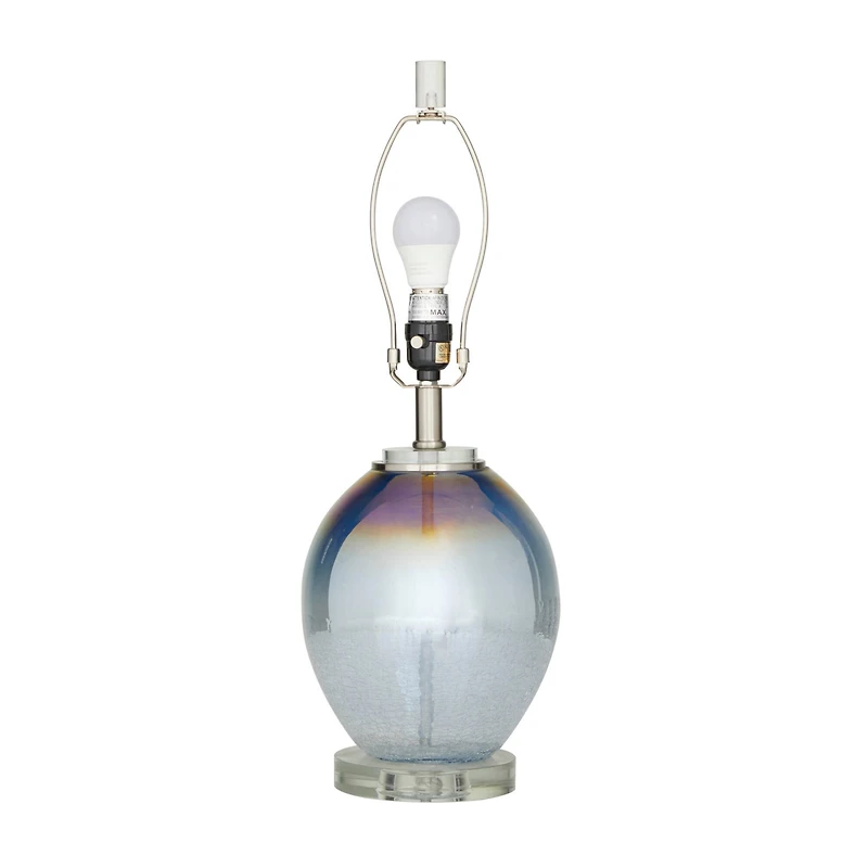 Blue Glass Table Lamp Set of 2 14", 23"