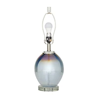 Blue Glass Table Lamp Set of 2 14", 23"