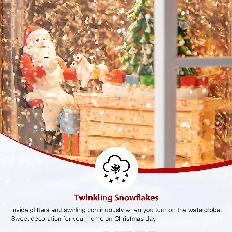 Glitzhome® 10.5" Lighted Santa's Workshop Waterglobe