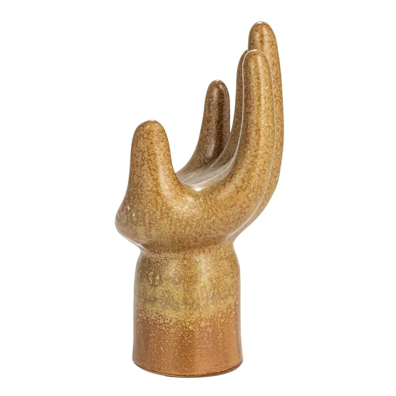 Hello Honey® 8.5" Brown Decorative Stoneware Hand with Reactive Glaze & Footed Base