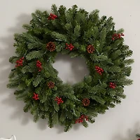 30" Pre-Lit Berries & Pinecones Wreath