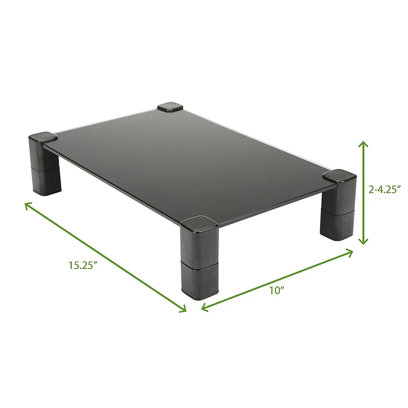Mind Reader Black 4 Leg Glass Desktop Monitor Stand