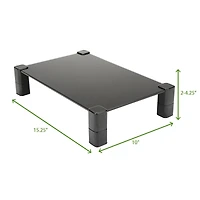 Mind Reader Black 4 Leg Glass Desktop Monitor Stand