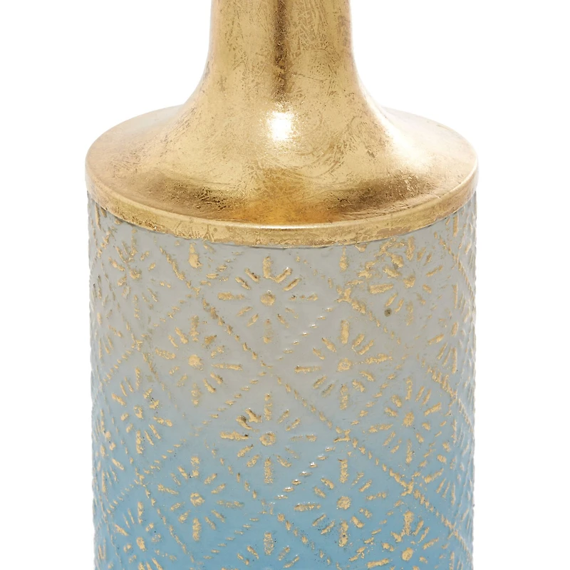 Set of 3 Blue Metal Coastal Style Vase, 27", 24", 20"