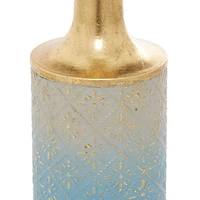 Set of 3 Blue Metal Coastal Style Vase, 27", 24", 20"