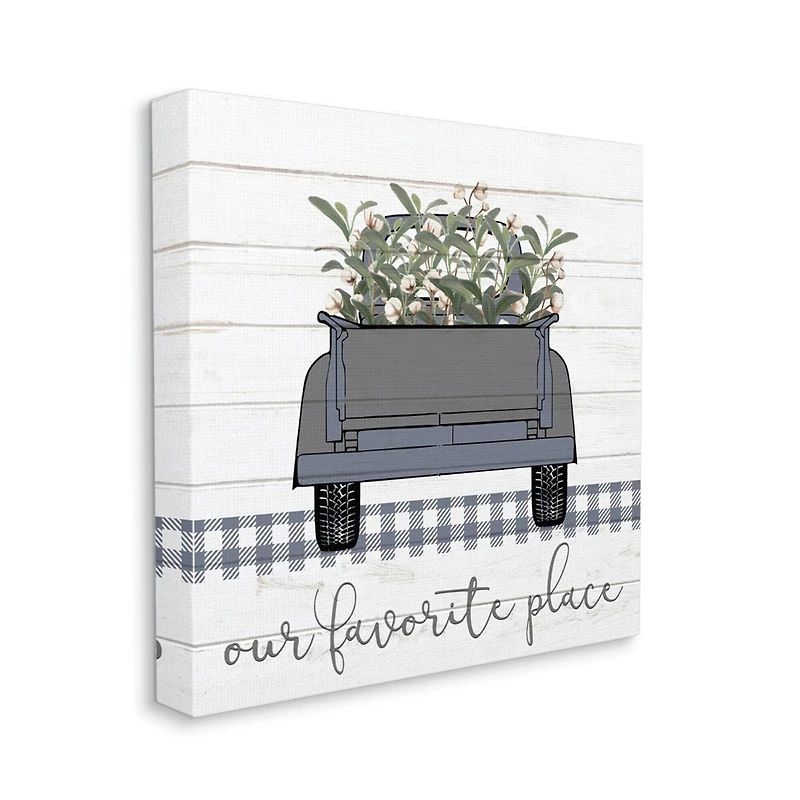 Stupell Industries Favorite Place Truck Wood Texture Blue Word Design Canvas Wall Art