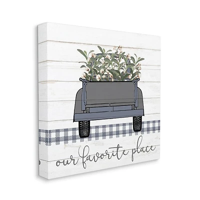 Stupell Industries Favorite Place Truck Wood Texture Blue Word Design Canvas Wall Art