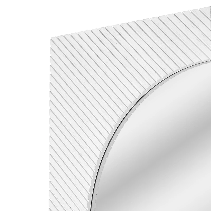 American Art Decor Carved Recollections Box Top Carved Mirror in Distressed White - 24" x 24"