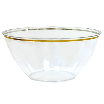 Gold Rim Plastic Party Bowl by Celebrate It