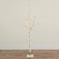 5ft. Pre-Lit Birch Artificial Christmas Tree, Warm White LED Lights
