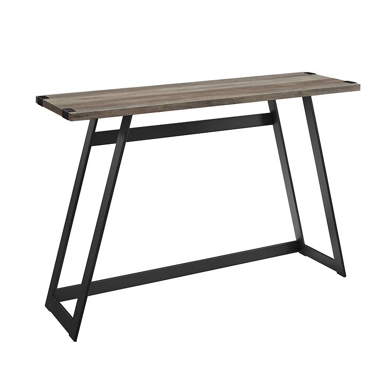 Walker Edison Gray Wash Faux Wrap Modern Industrial Entry Table