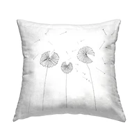 Stupell Industries White Minimal Dandelion Florals Flying Seeds Throw Pillow, 18" x 18"