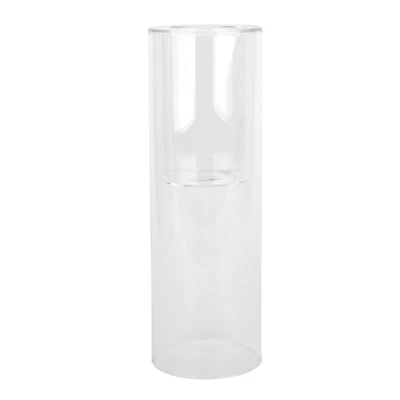 10" Clear Glass Dual Cylinder Candle Holder by Ashland®