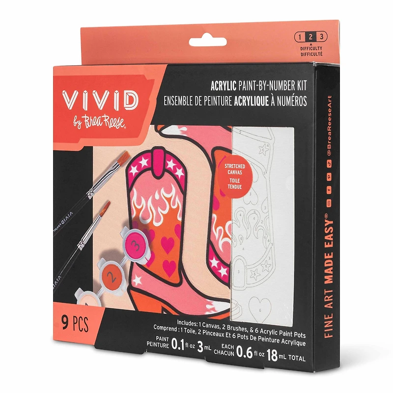 VIVID by Brea Reese® Cowboy Boots Acrylic Paint-by-Number Kit