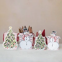 Hello Honey Compact Snowman & Christmas Tree Printed Paper Diecut Gift Bags, 2ct.