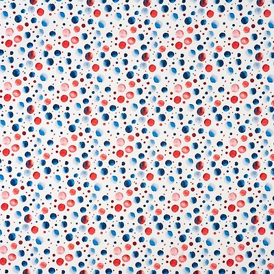 SINGER Red, White & Blue Watercolor Dots Cotton Fabric