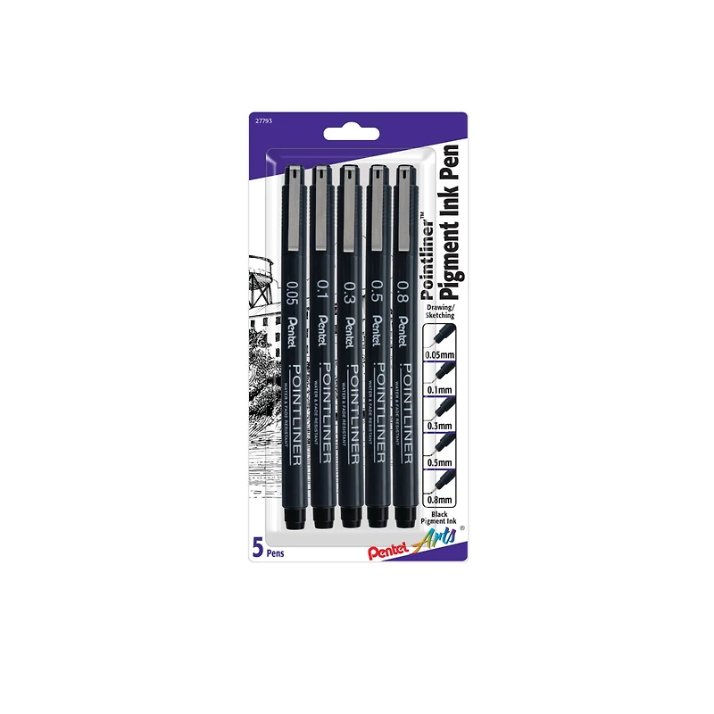 Pentel Arts® Pointliner™ Assorted 5 Pen Set, Black