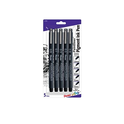 Pentel Arts® Pointliner™ Assorted 5 Pen Set, Black