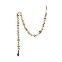 Hello Honey® 6ft. Natural Paulownia Wood Block Bead with Jute Tassels Garland